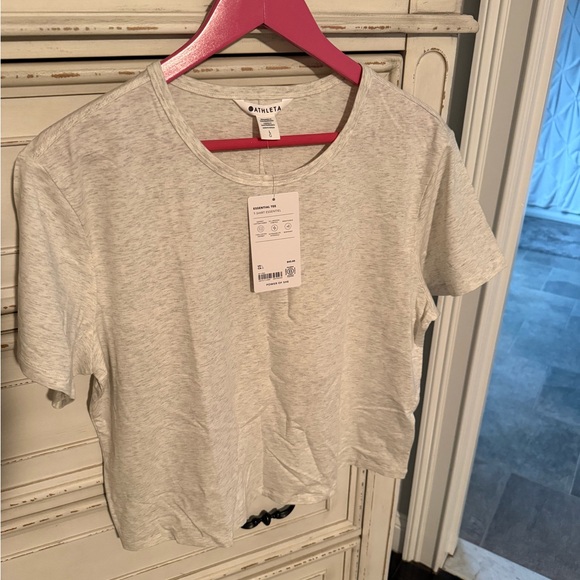 Athleta Tops - NWT Athleta Heathered Light Gray Essential Tee